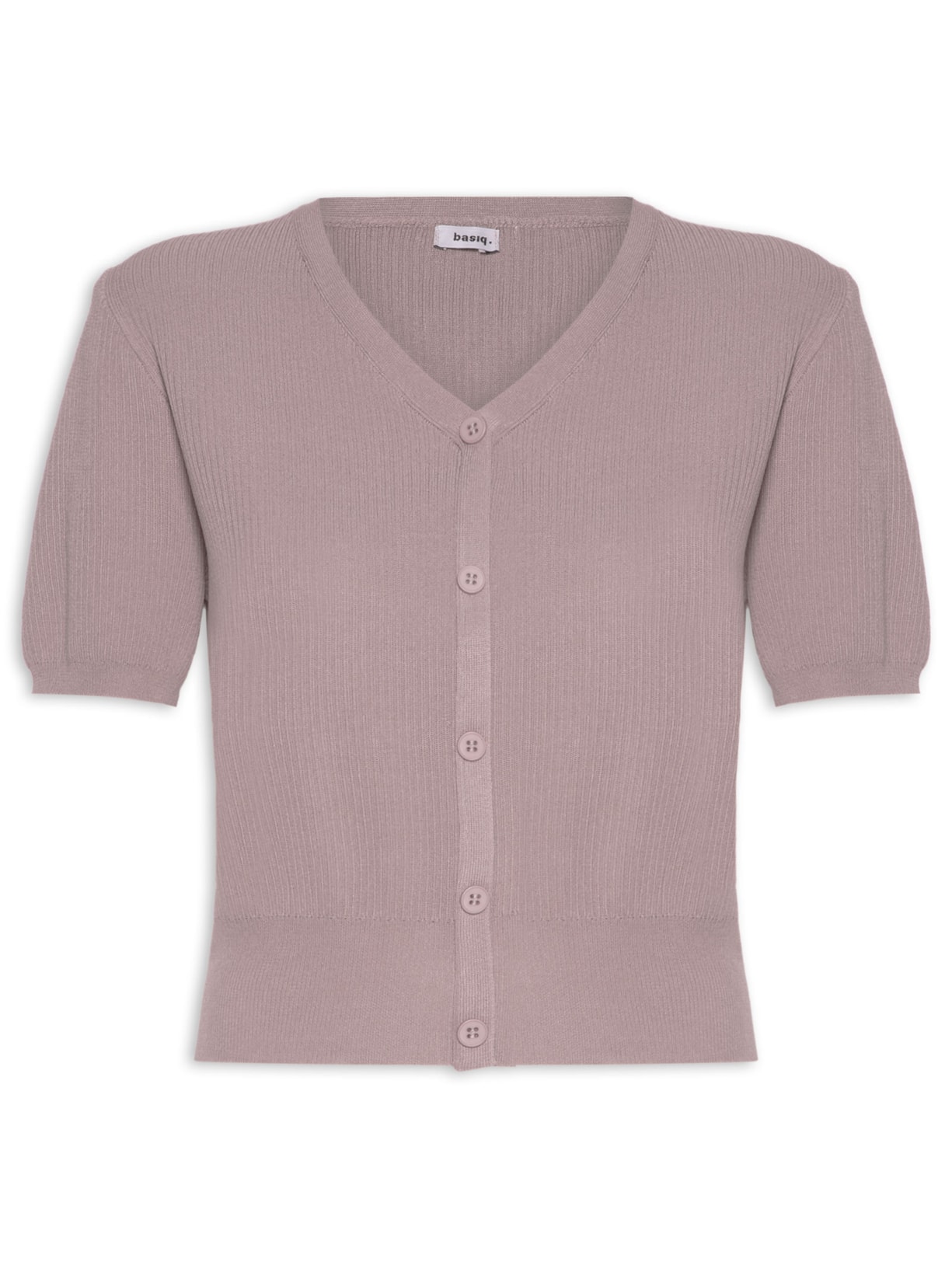 Blusa Feminina Manga Curta Com Botões Rosa Basiq