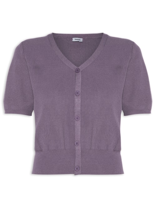 Blusa Feminina Manga Curta Com Botões - Roxo