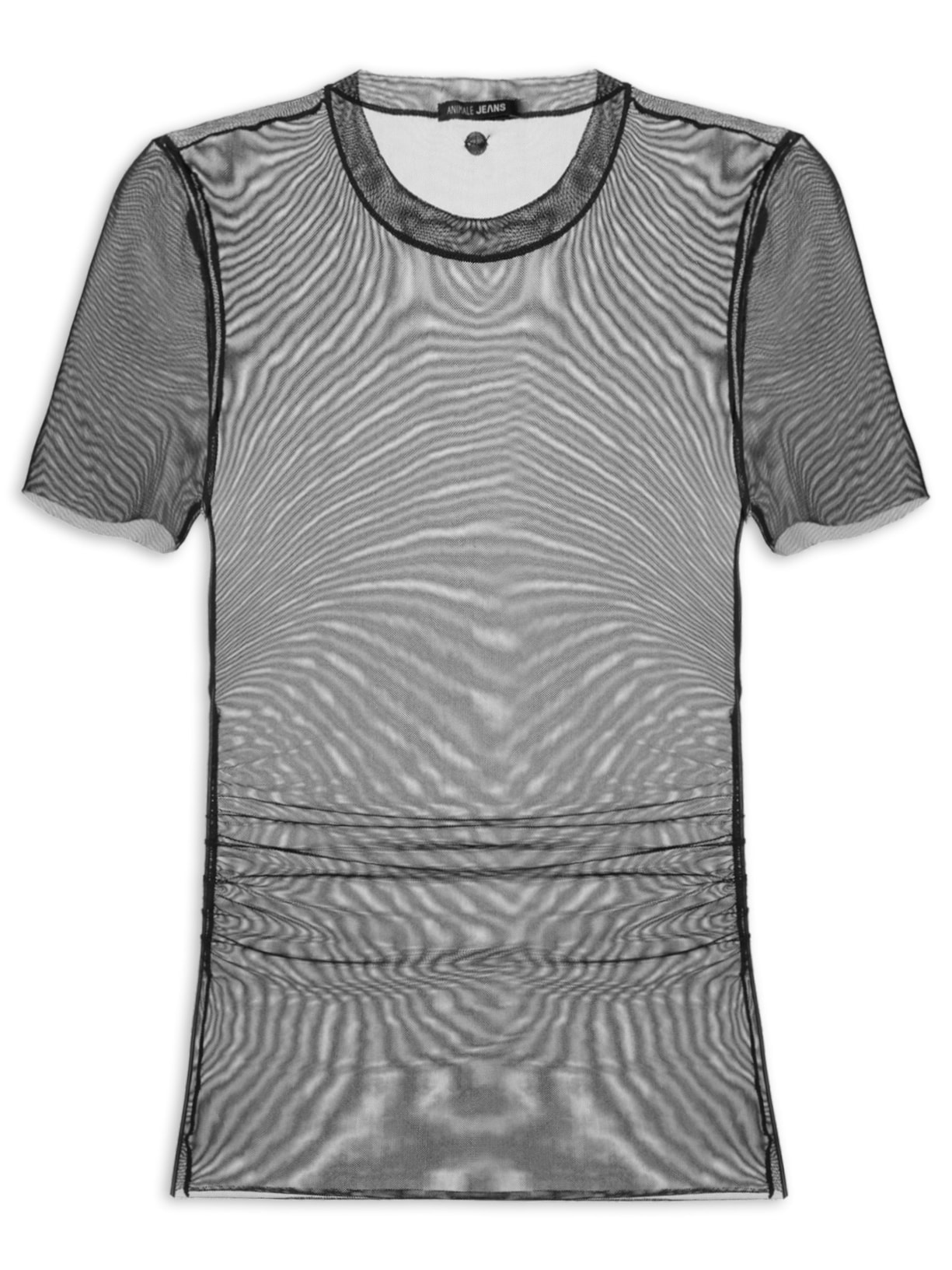 Blusa Feminina Manga Curta De Tule - Preto