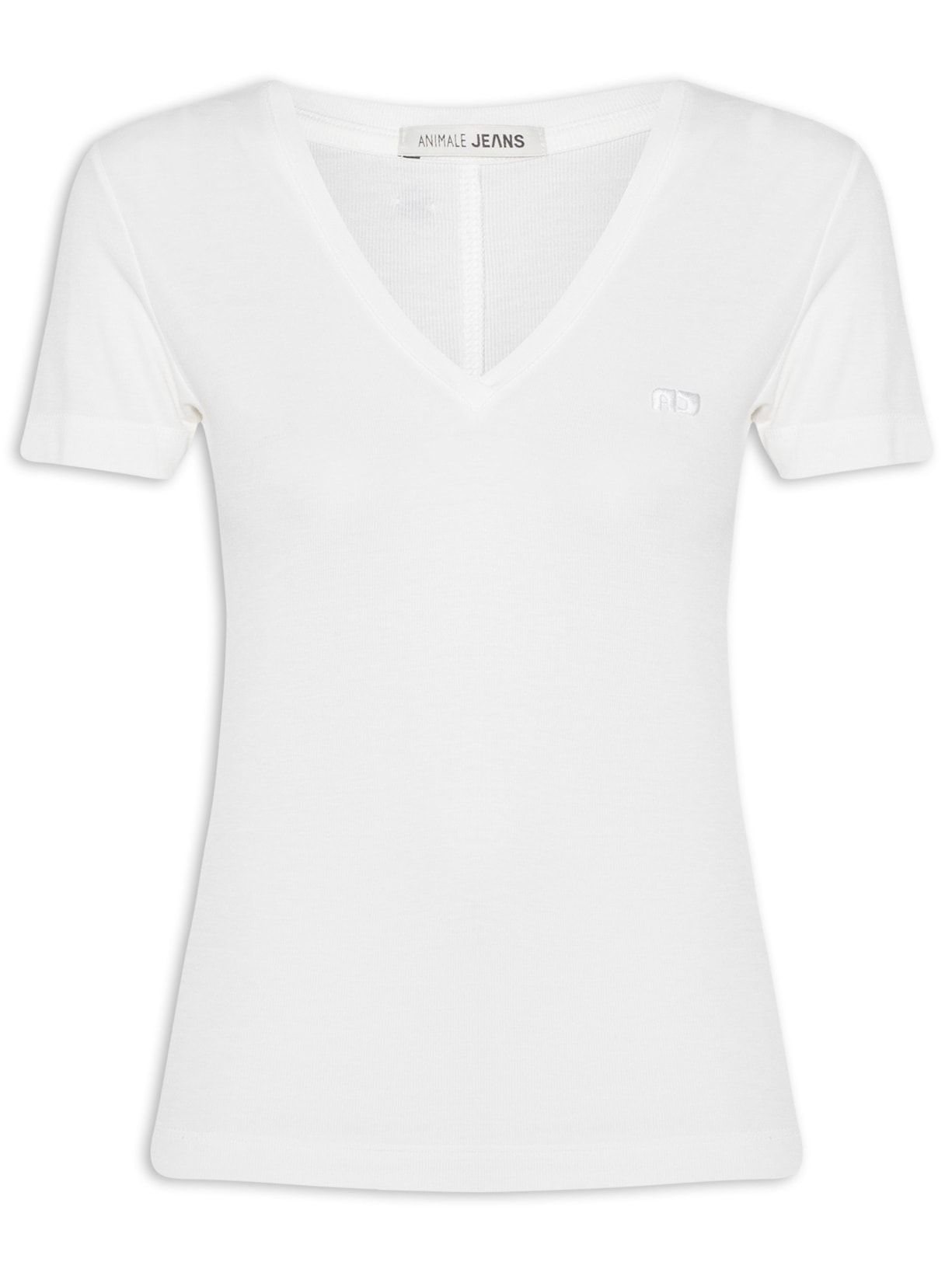 Blusa Feminina Manga Curta Decote V Basic - Branco