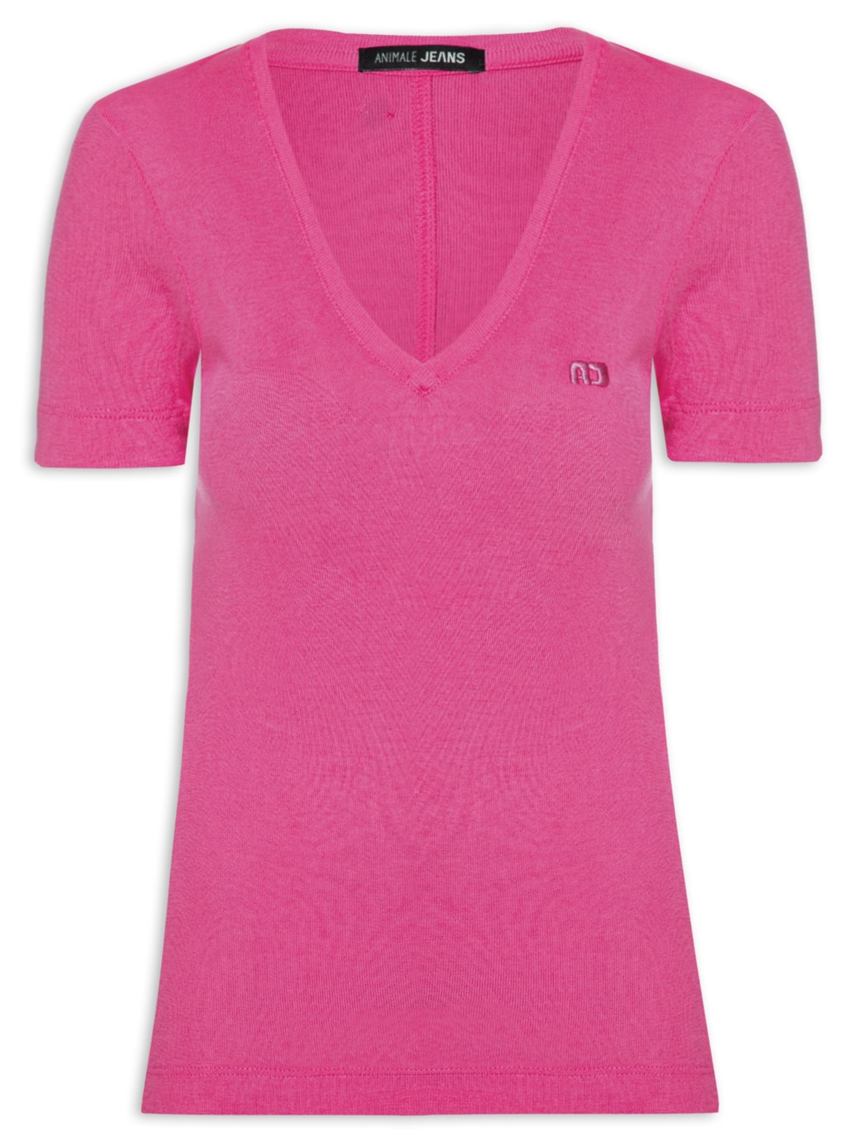 Blusa Feminina Manga Curta Decote V Basic - Rosa