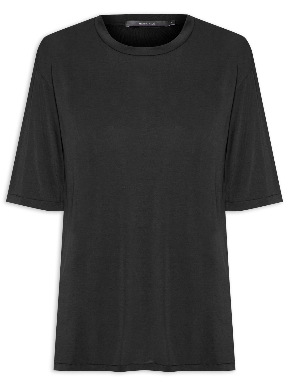 Blusa Feminina Manga Curta Descolada Preto Maria Filó