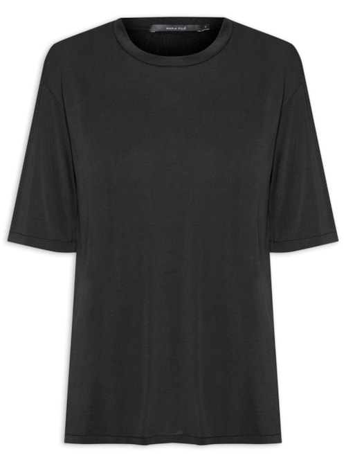 Blusa Feminina Manga Curta Descolada - Preto