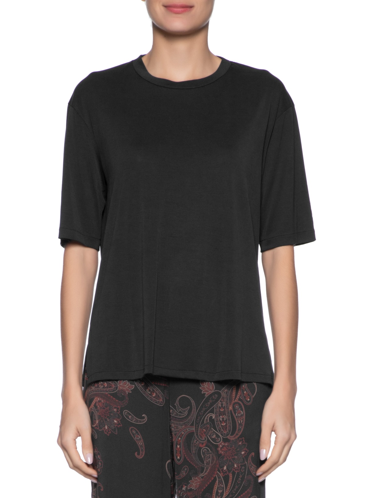 Blusa Feminina Manga Curta Descolada Preto Maria Filó