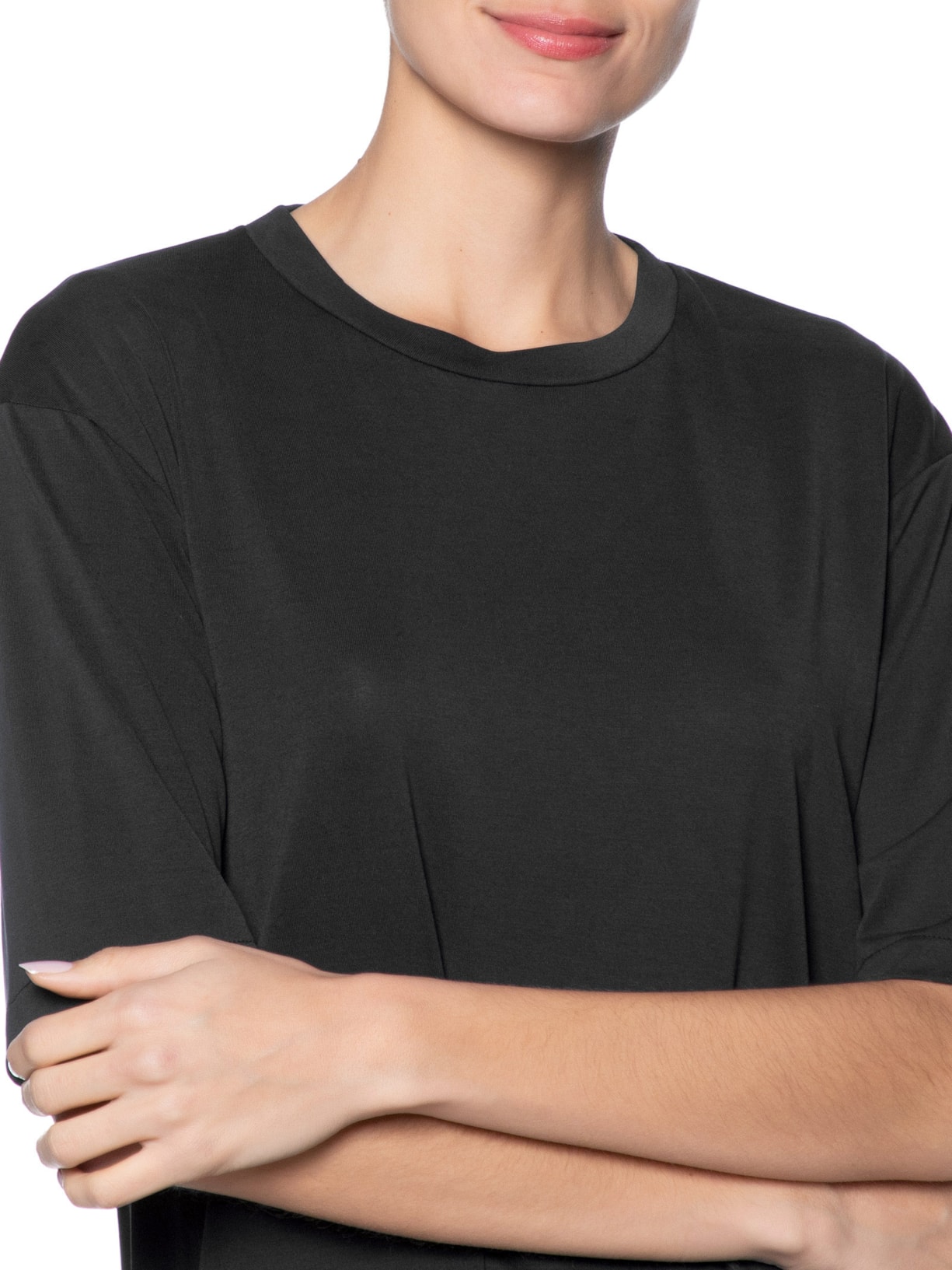 Blusa Feminina Manga Curta Descolada Preto Maria Filó