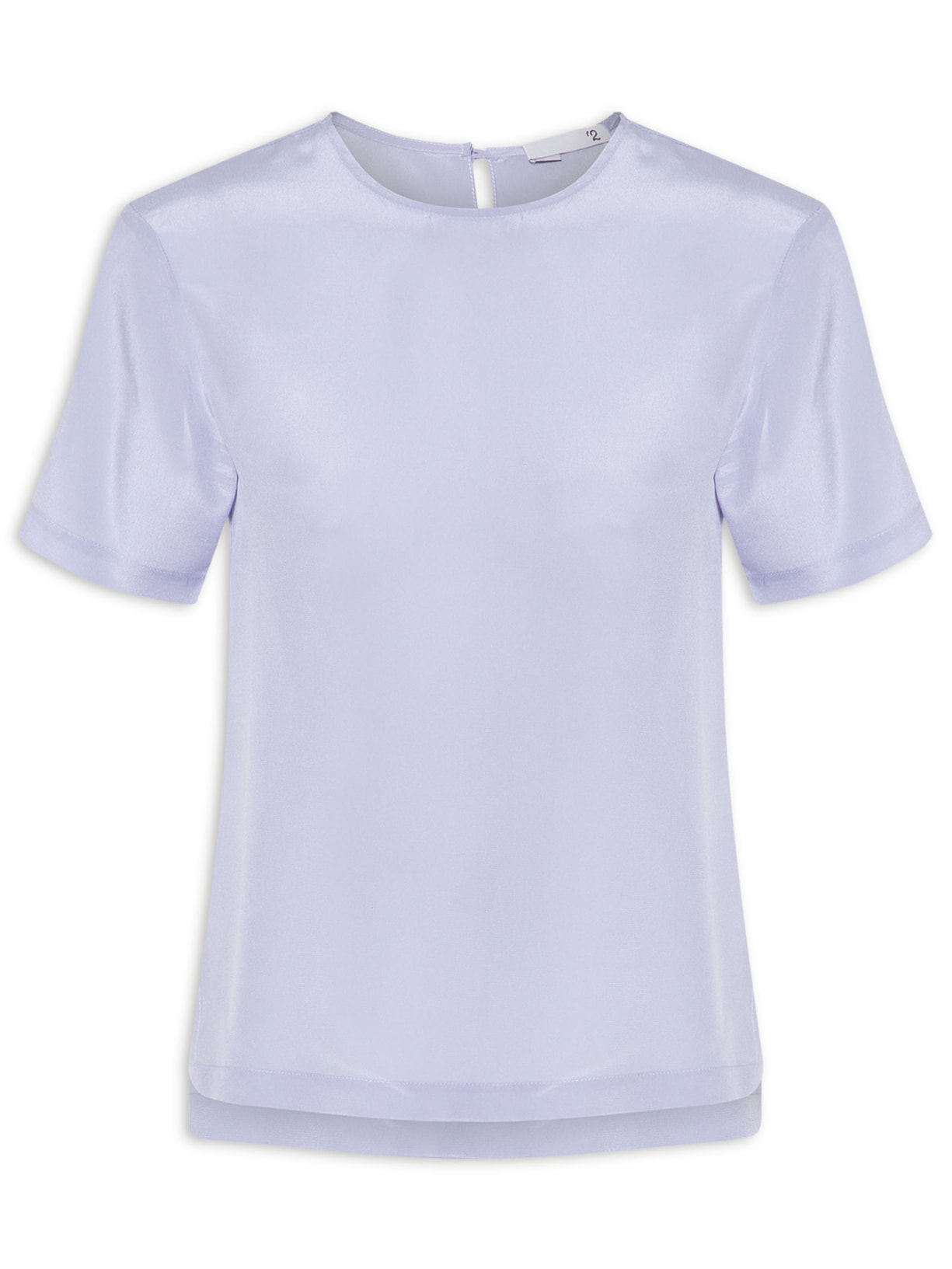 Blusa Feminina Manga Curta Em Seda Pura - Azul