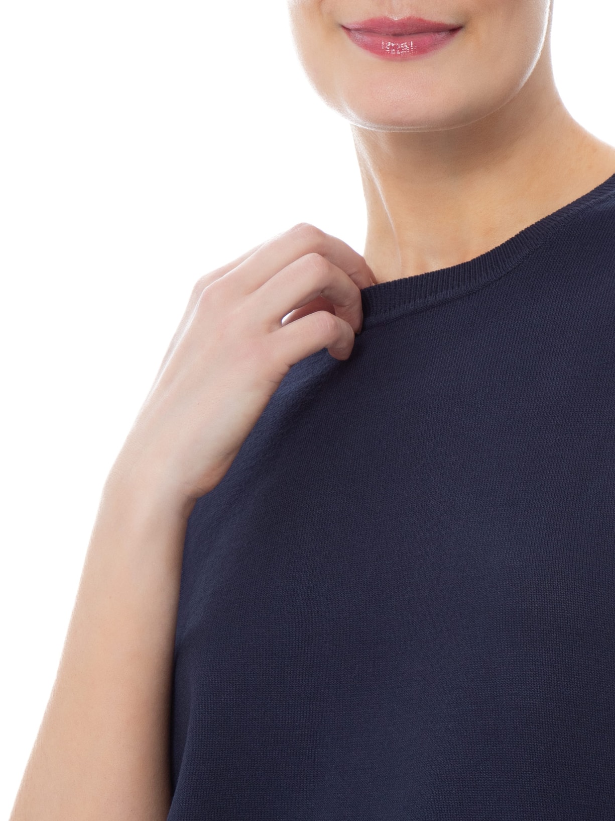 Blusa Feminina Manga Curta em Tricot Azul Basiq