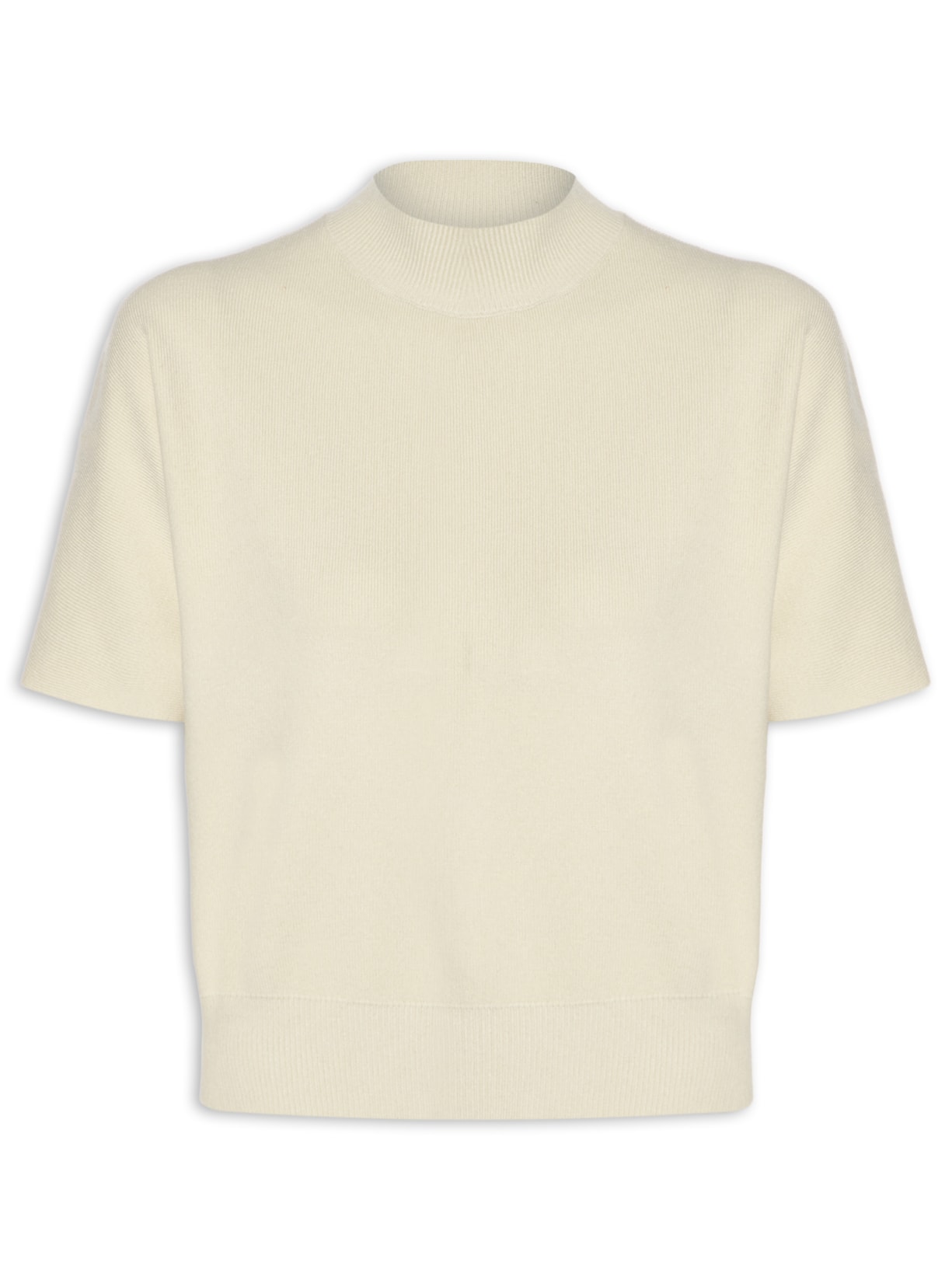 Blusa Feminina Manga Curta Em Tricot - Bege