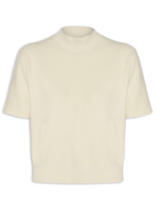 Blusa Feminina Manga Curta Em Tricot - Bege