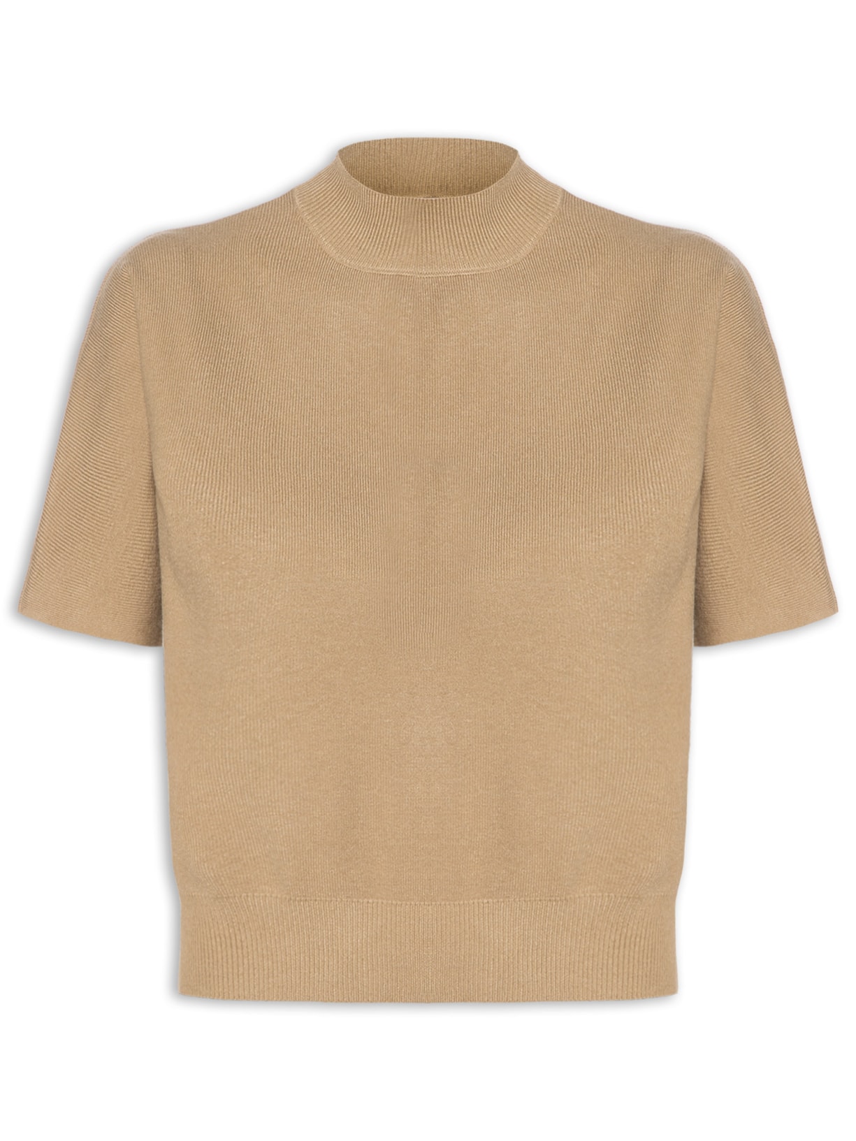 Blusa Feminina Manga Curta Em Tricot - Bege