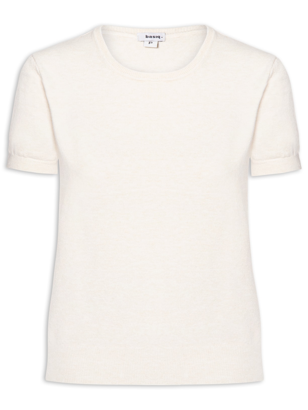 Blusa Feminina Manga Curta Em Tricot - Bege