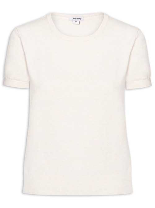 Blusa Feminina Manga Curta Em Tricot - Bege