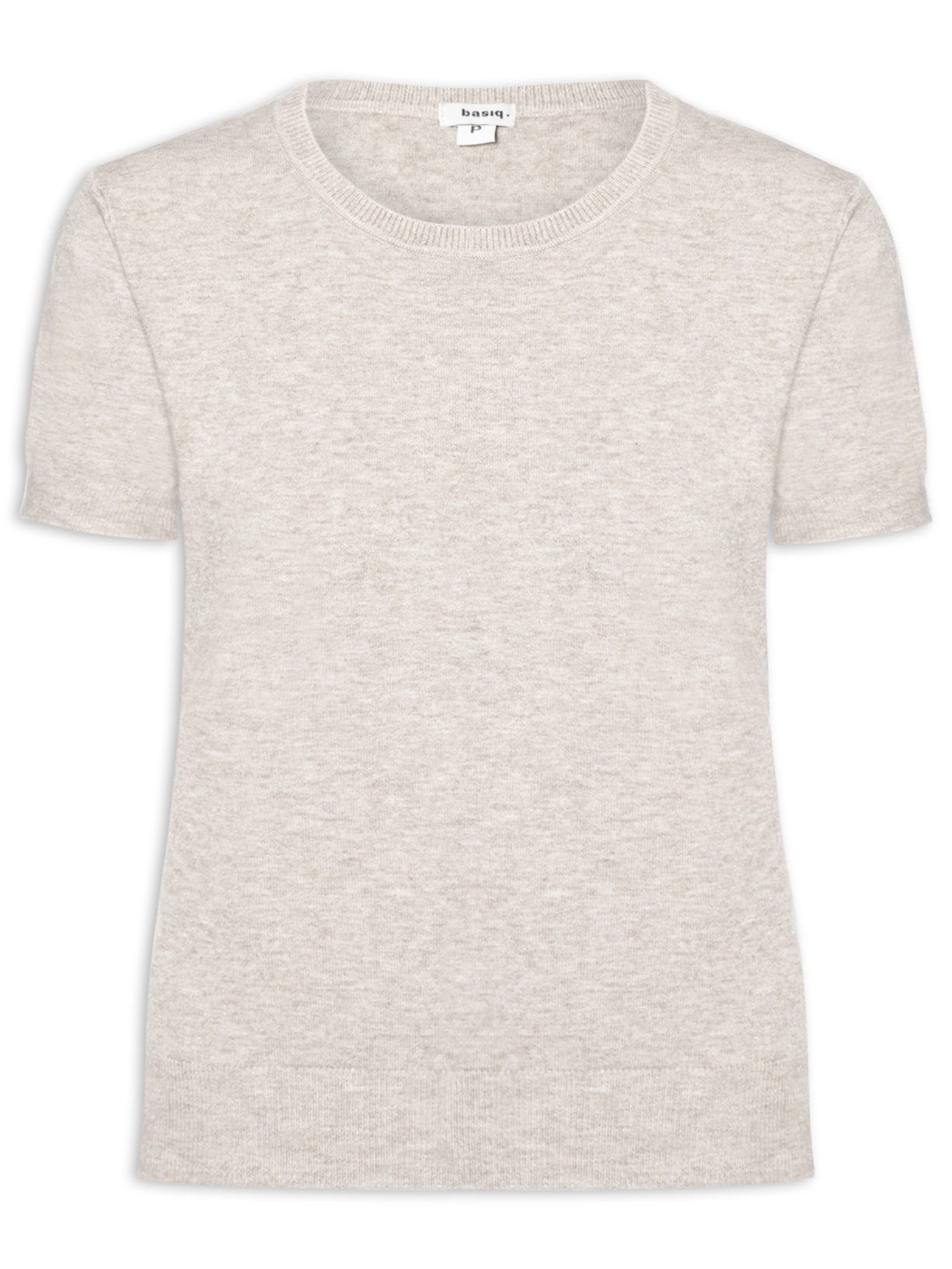 Blusa Feminina Manga Curta Em Tricot - Bege