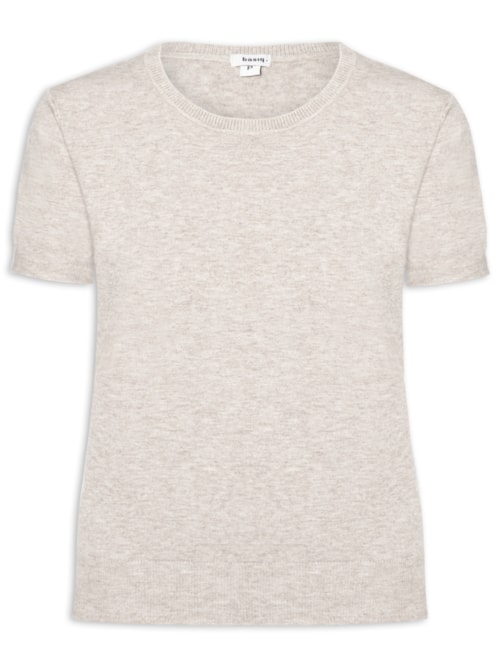 Blusa Feminina Manga Curta Em Tricot - Bege