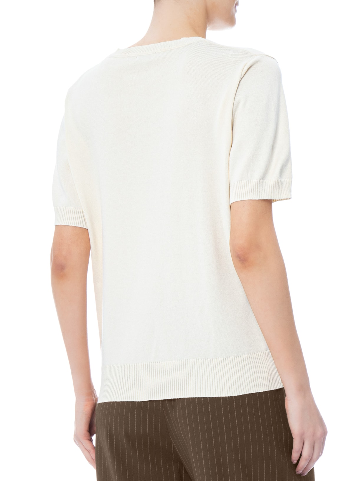 Blusa Feminina Manga Curta em Tricot Bege Basiq