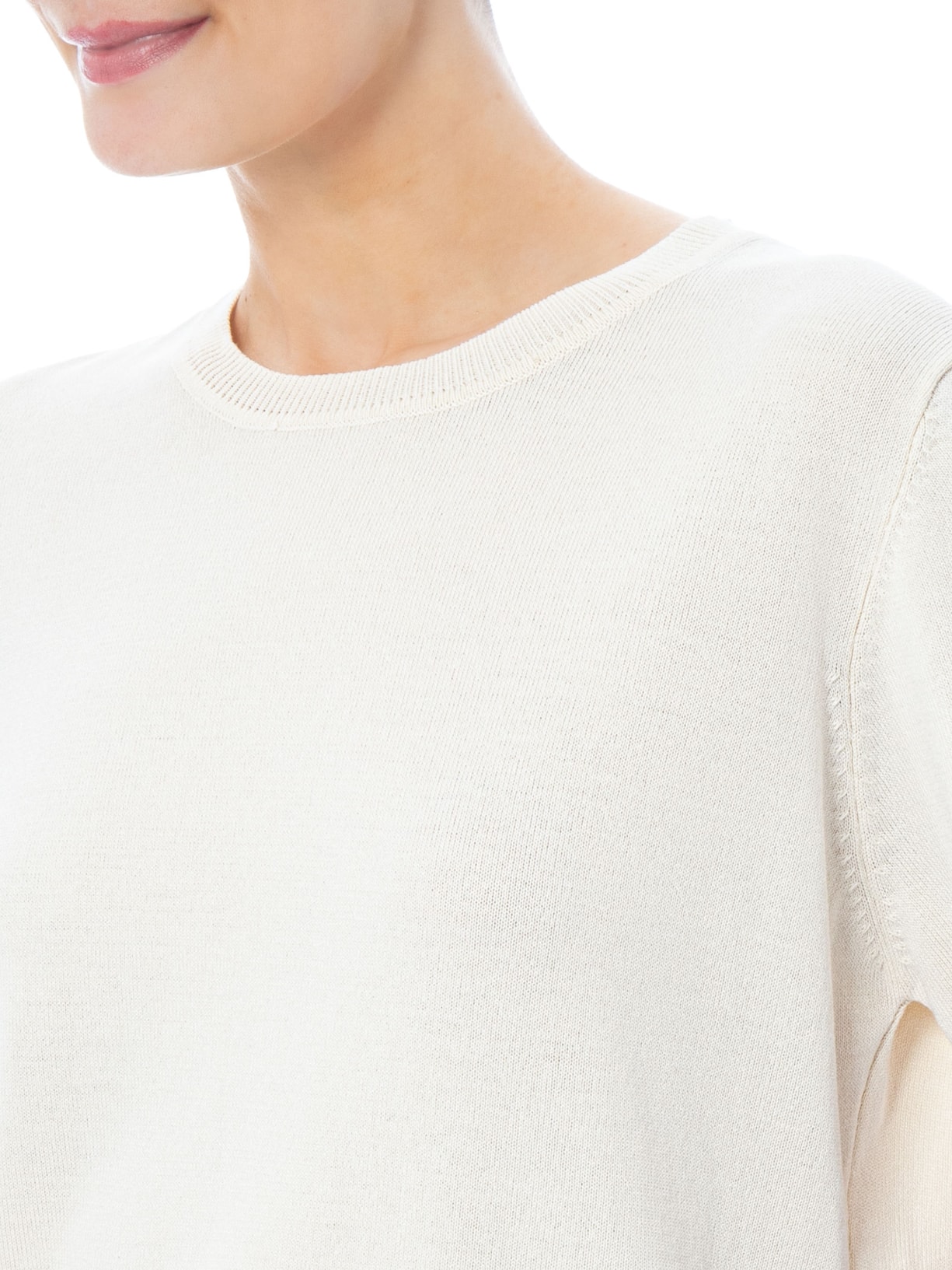 Blusa Feminina Manga Curta em Tricot Bege Basiq