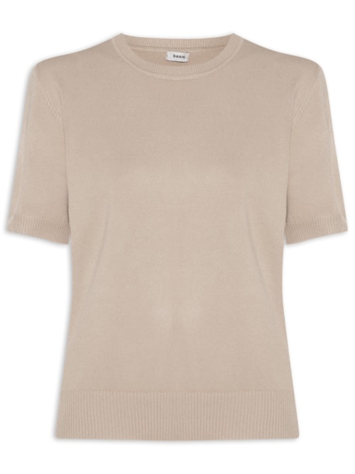 Blusa Feminina Manga Curta em Tricot - Bege