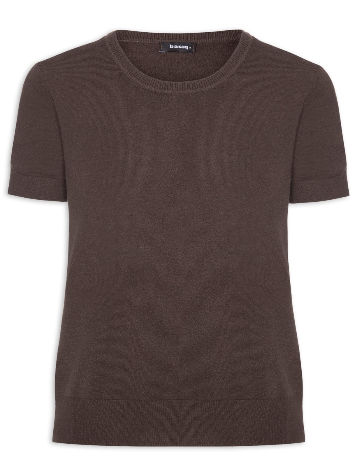 Blusa Feminina Manga Curta Em Tricot - Marrom
