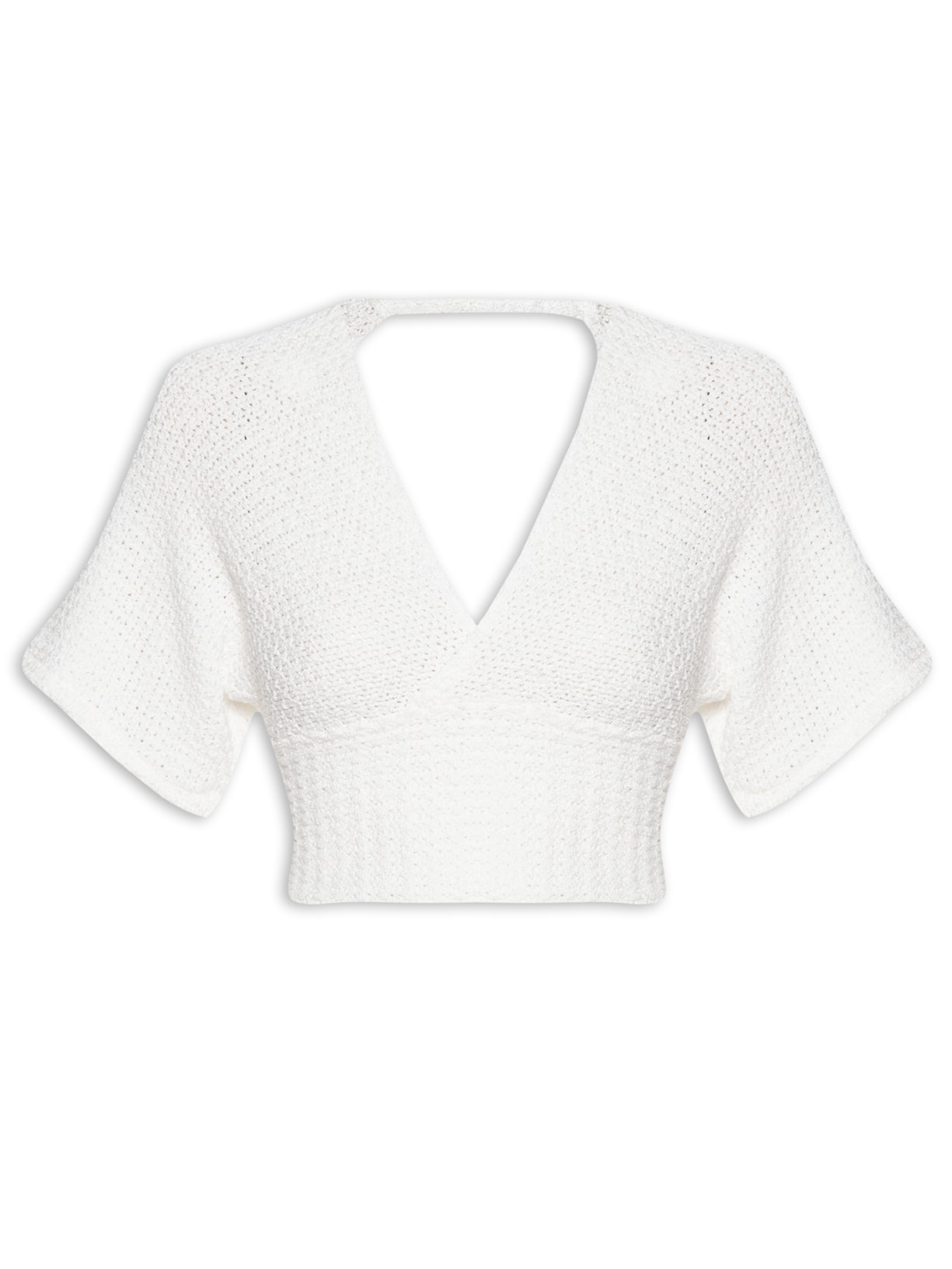 Blusa Feminina Manga Curta Em Tricot - Off White