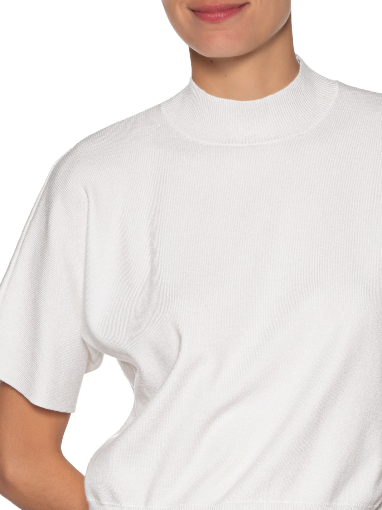 Blusa Feminina Manga Curta Em Tricot Off White '2Essential