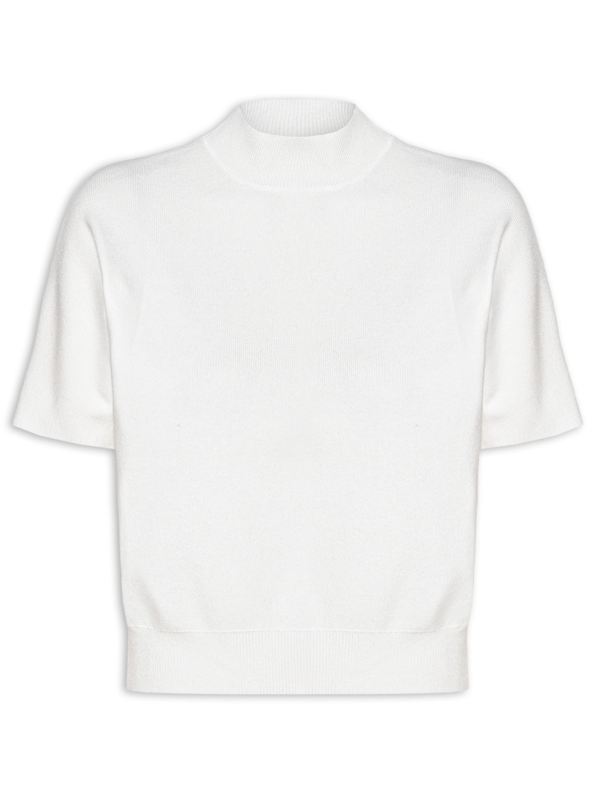 Blusa Feminina Manga Curta Em Tricot Off White '2Essential