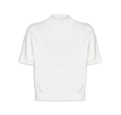 Blusa Feminina Manga Curta Em Tricot - Off White