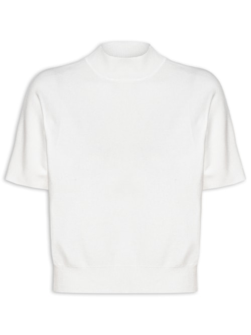 Blusa Feminina Manga Curta Em Tricot - Off White