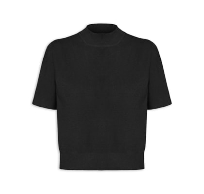 Blusa Feminina Manga Curta Em Tricot - Preto