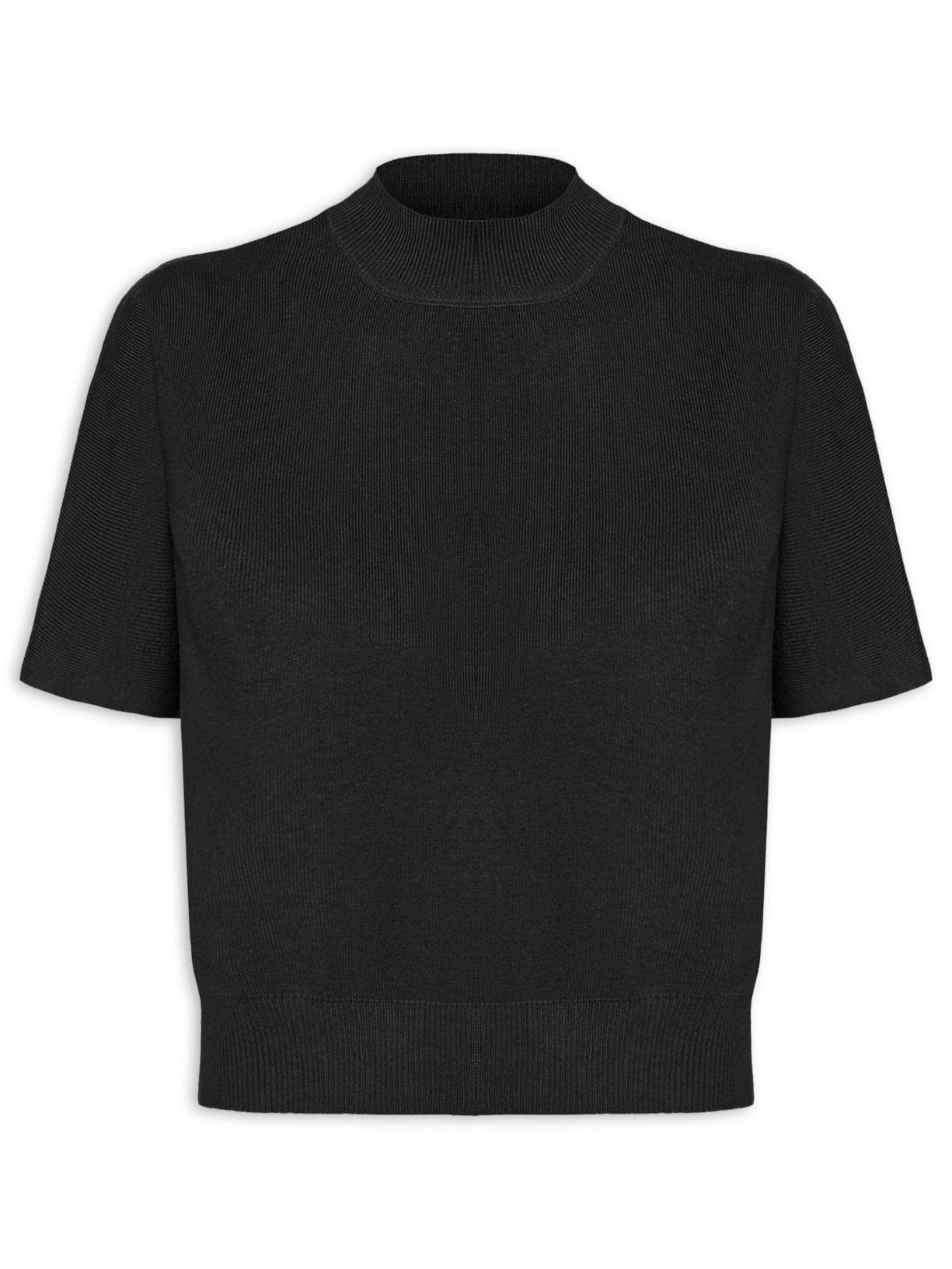 Blusa Feminina Manga Curta Em Tricot - Preto