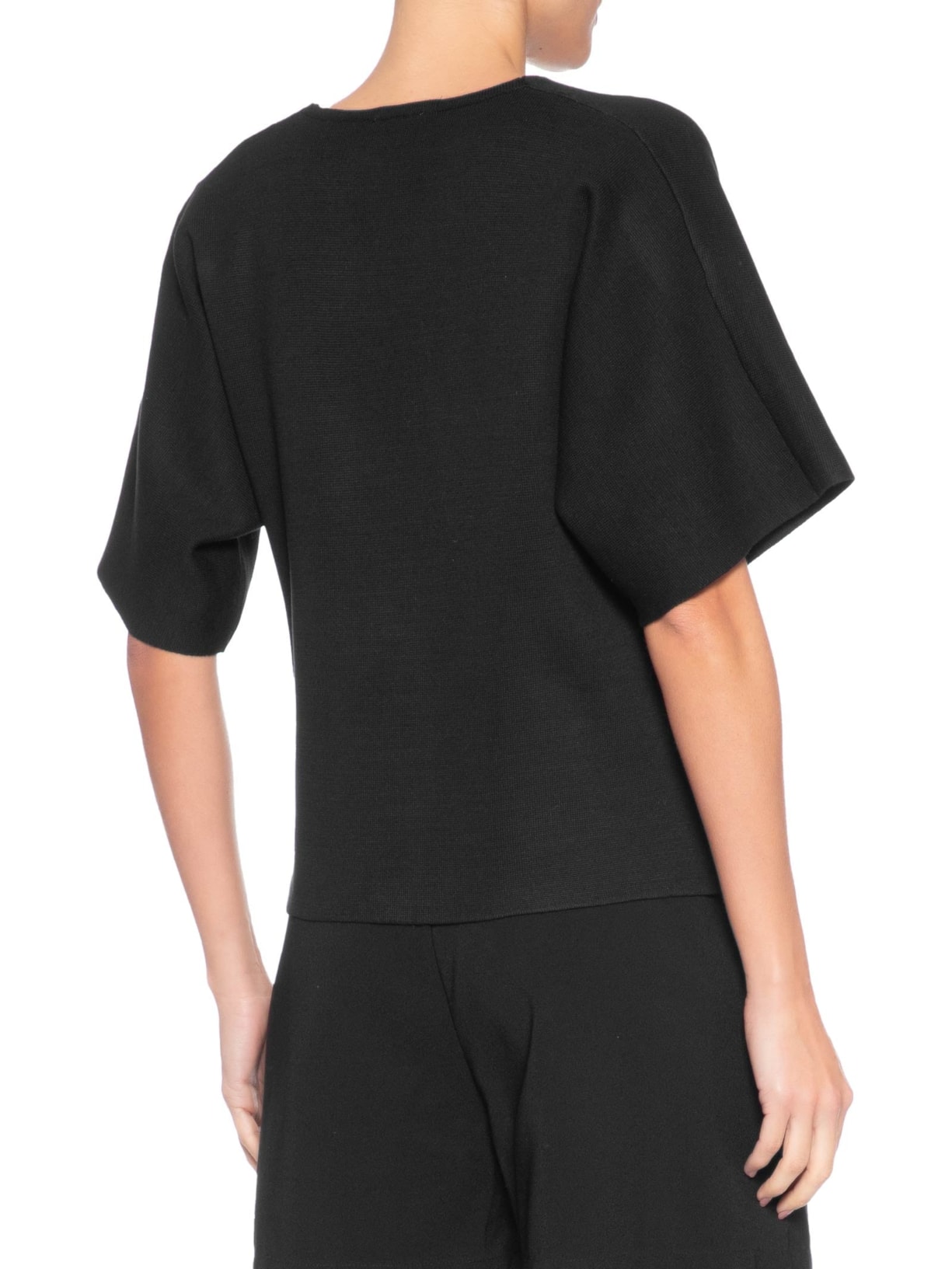 Blusa Feminina Manga Curta Em Tricot Preto '2Essential