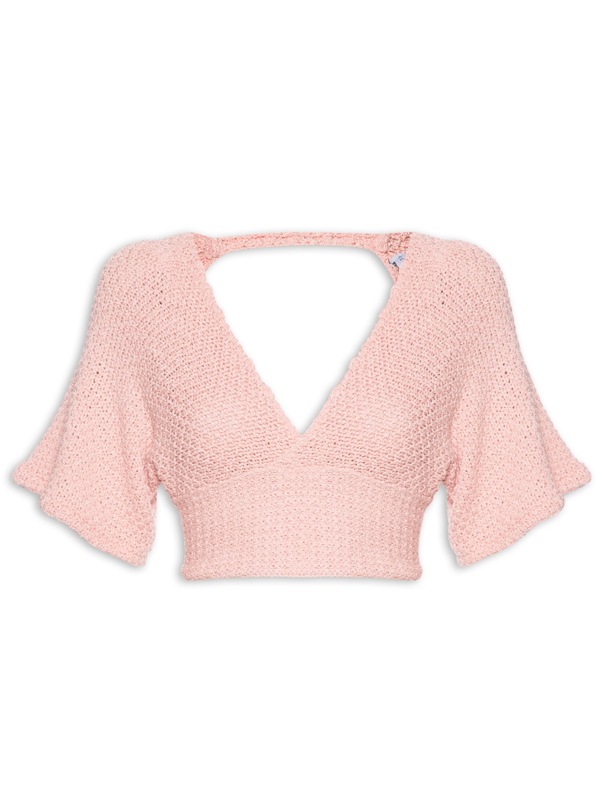 Blusa Feminina Manga Curta Em Tricot - Rosa