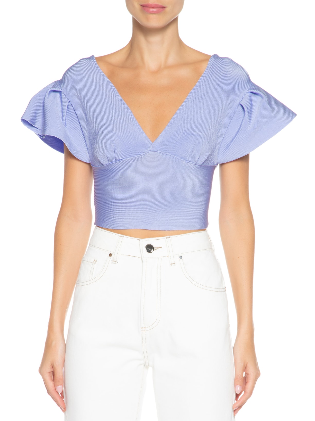 Blusa Feminina Manga Curta Em Tricot Roxo '2Essential