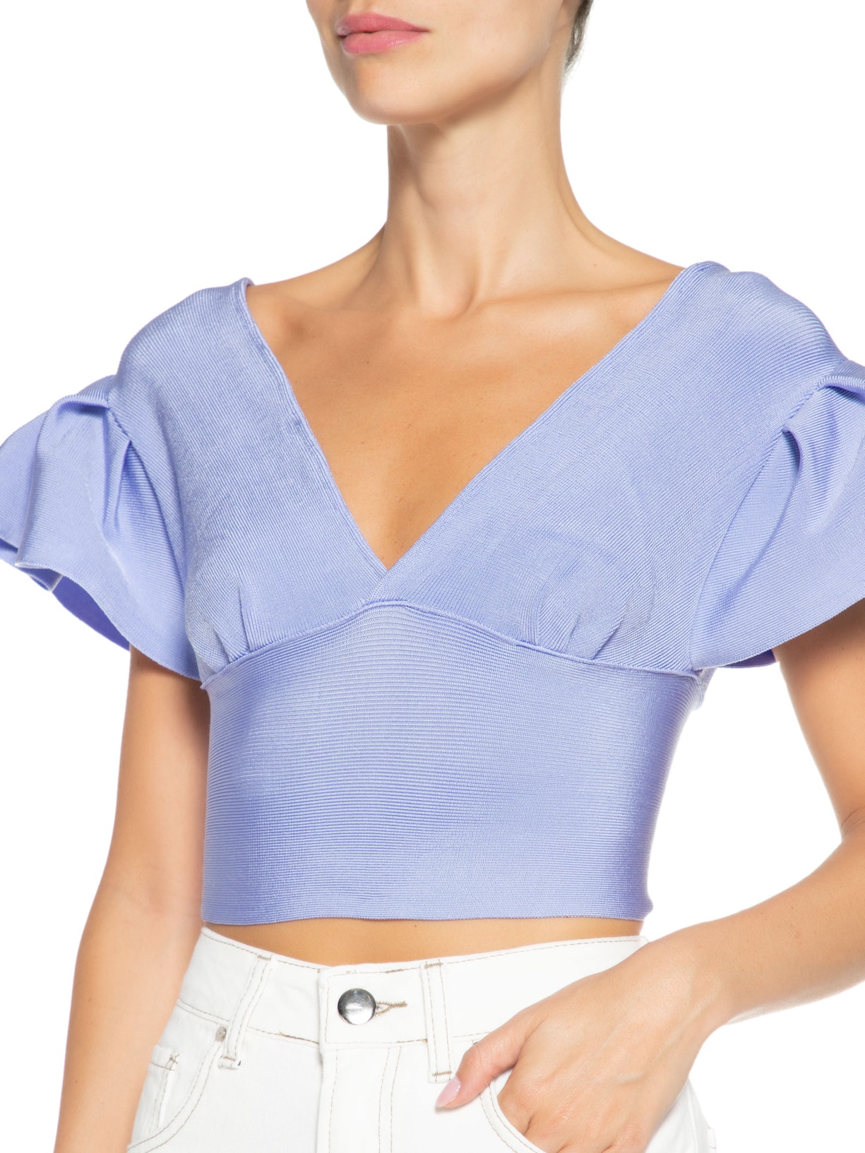 Blusa Feminina Manga Curta Em Tricot Roxo '2Essential