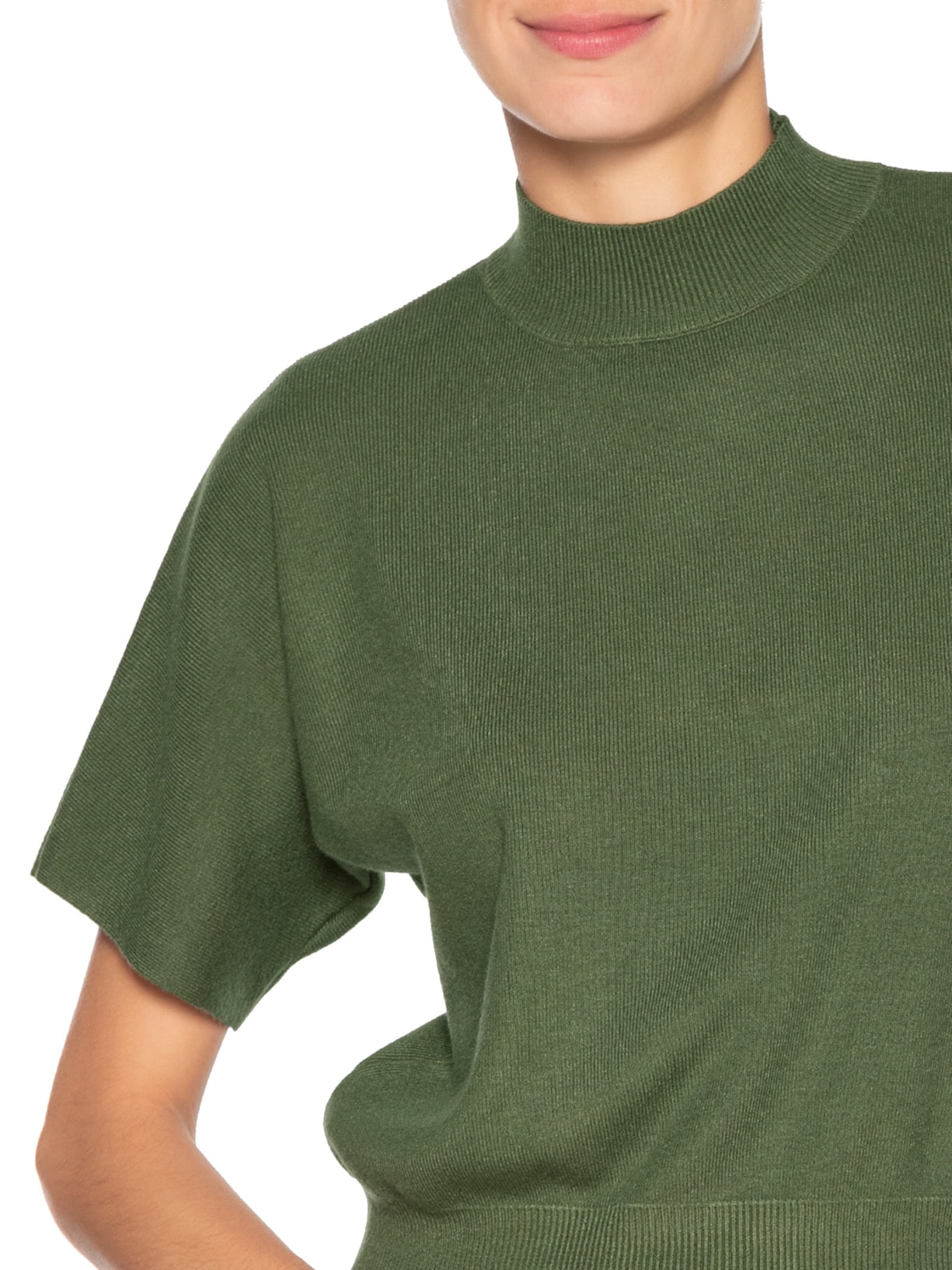 Blusa Feminina Manga Curta Em Tricot Verde '2Essential