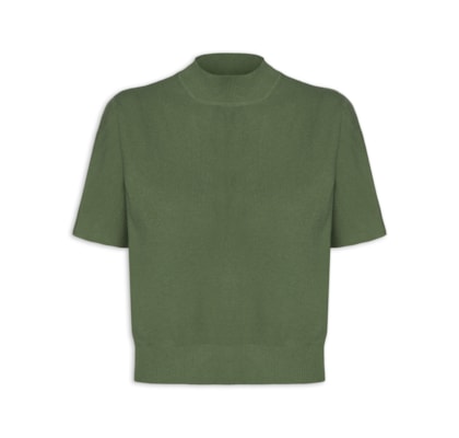 Blusa Feminina Manga Curta Em Tricot - Verde