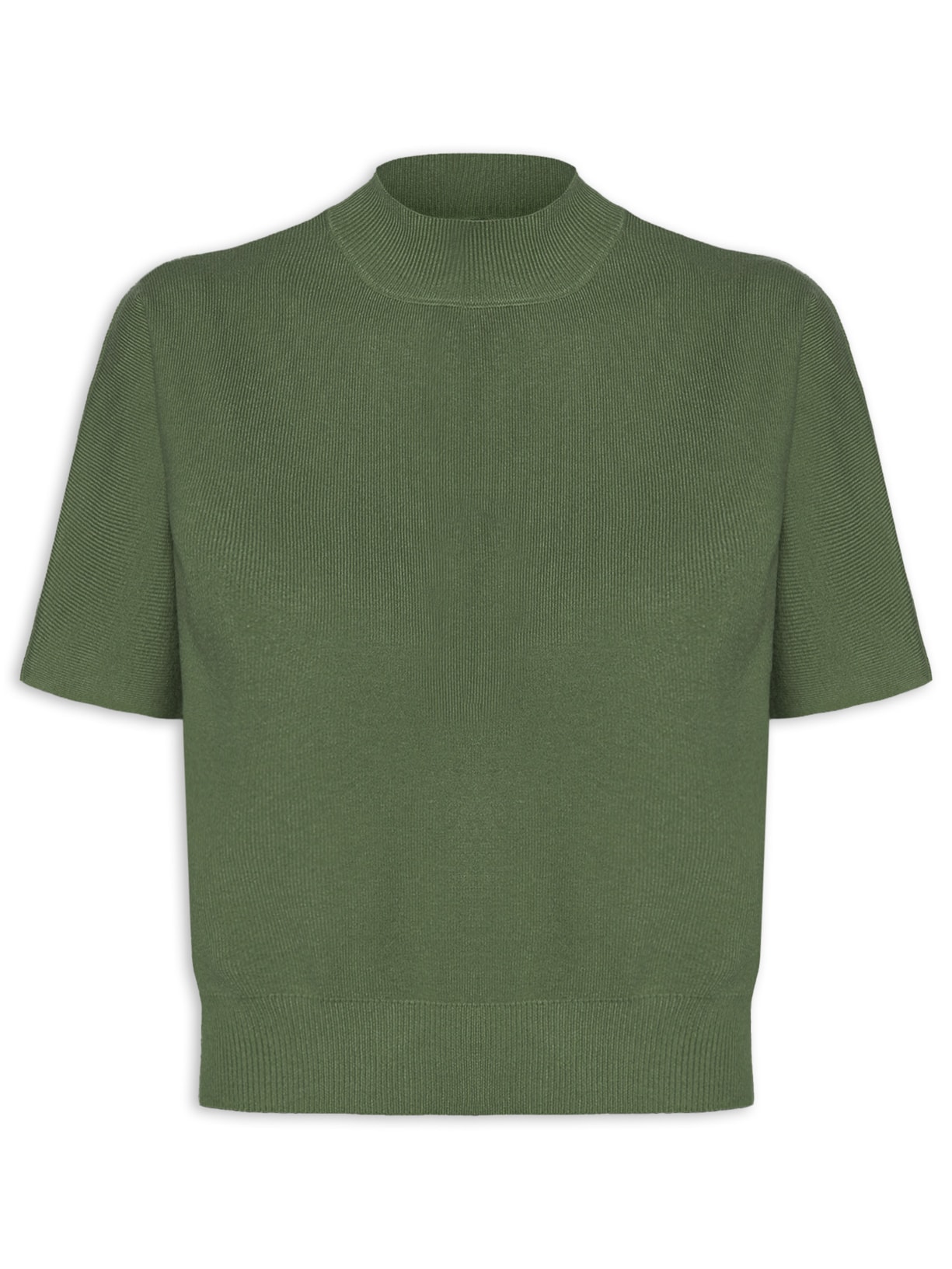 Blusa Feminina Manga Curta Em Tricot - Verde