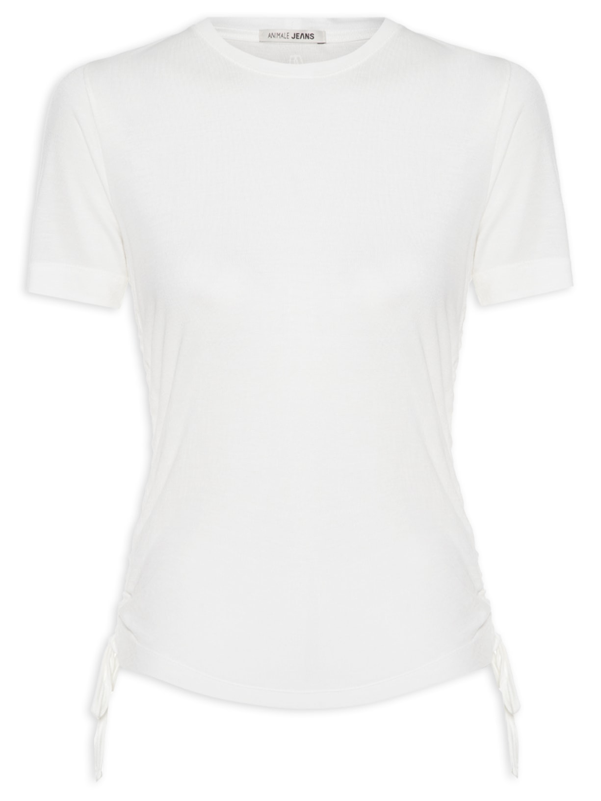 Blusa Feminina Manga Curta Franzido Lateral Basic - Branco