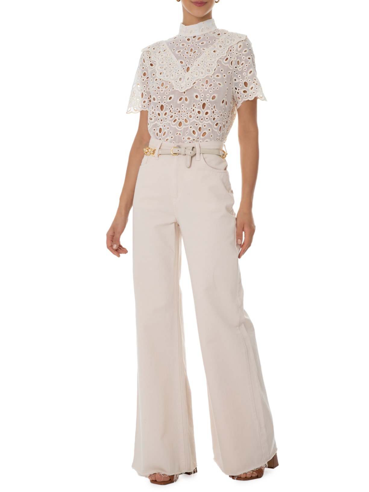 Blusa Feminina Manga Curta Gatsby Off White Mixed