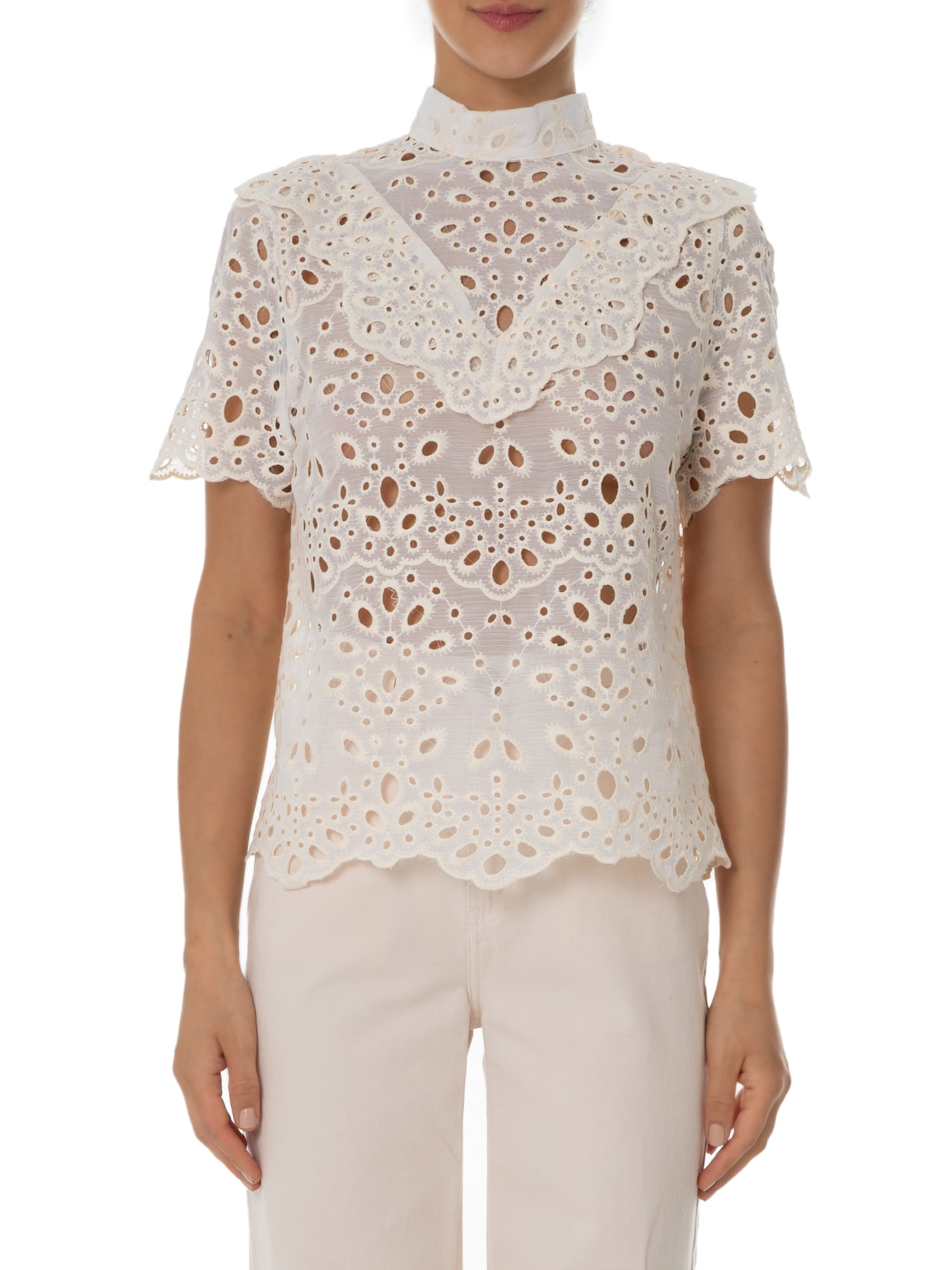 Blusa Feminina Manga Curta Gatsby Off White Mixed