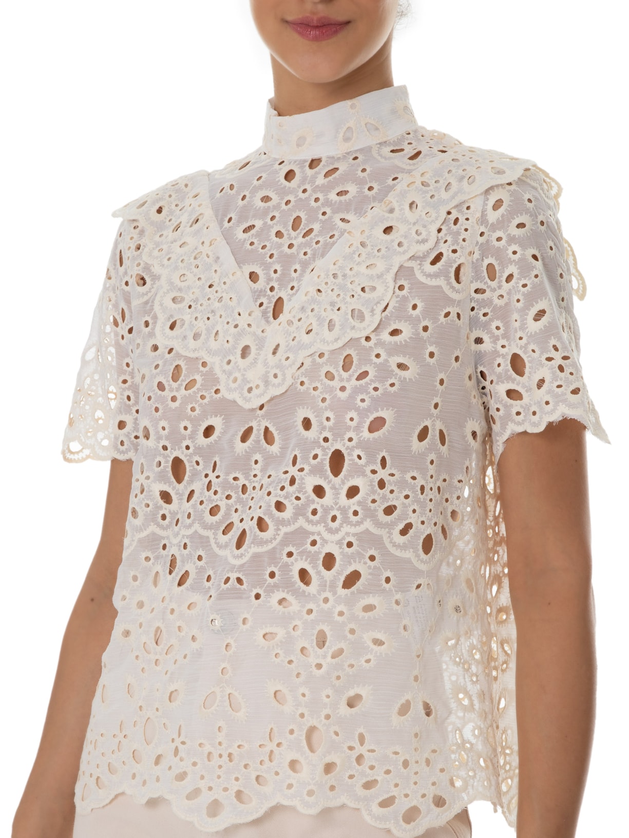 Blusa Feminina Manga Curta Gatsby Off White Mixed