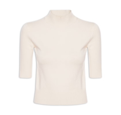 Blusa Feminina Manga Curta Gia Tricot - Off White