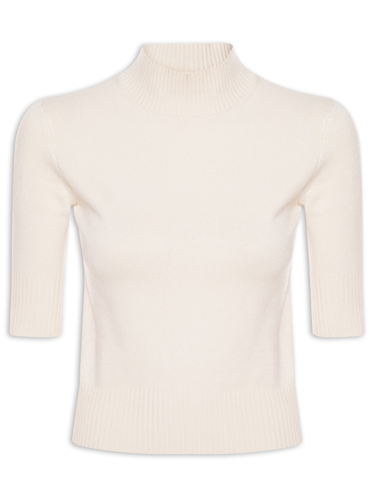 Blusa Feminina Manga Curta Gia Tricot - Off White