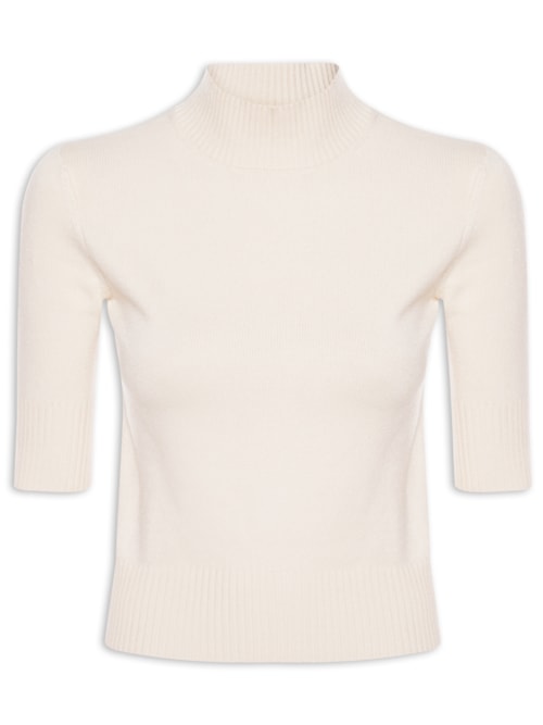 Blusa Feminina Manga Curta Gia Tricot - Off White