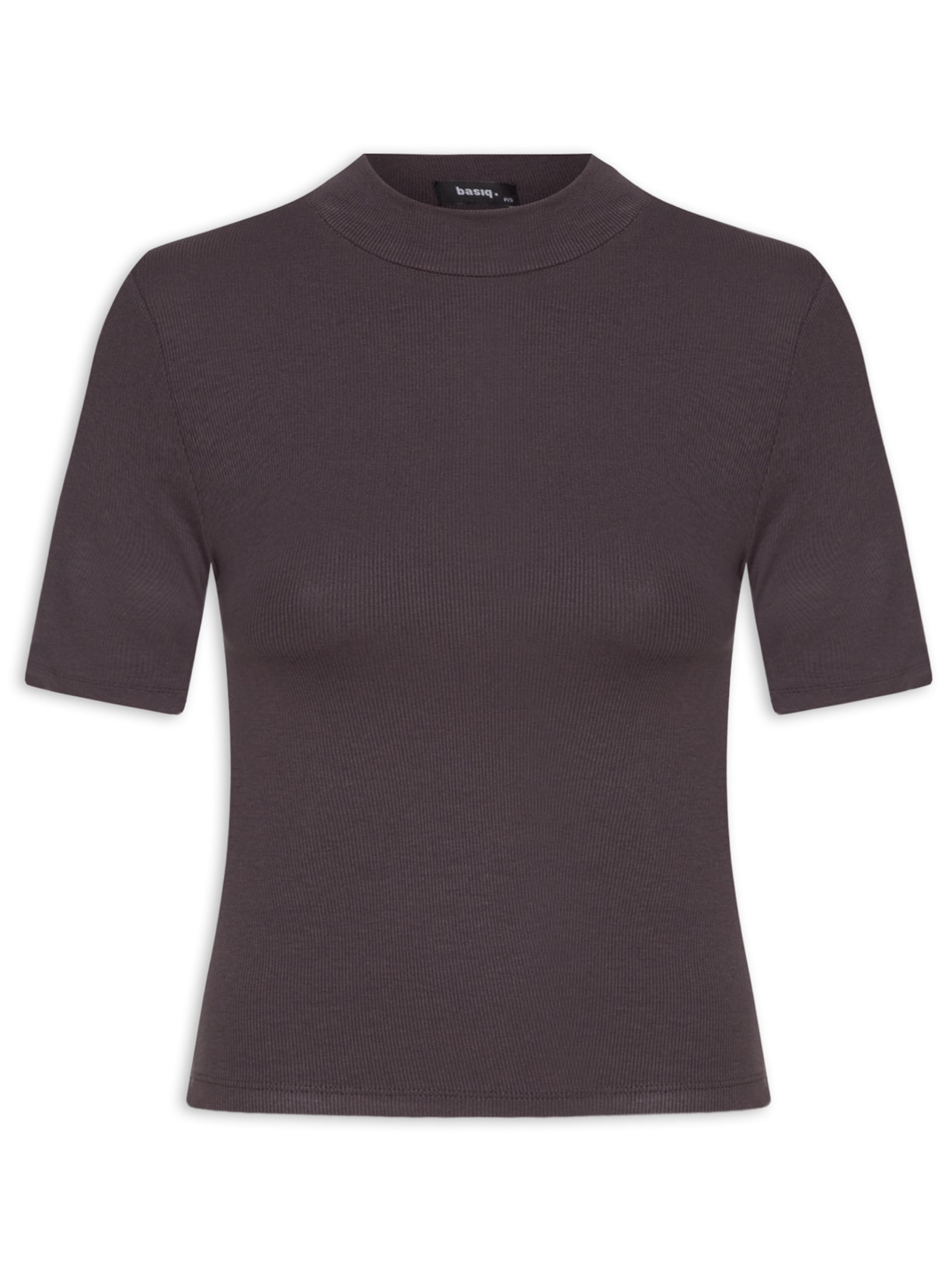 Blusa Feminina Manga Curta Justa ao Corpo - Cinza