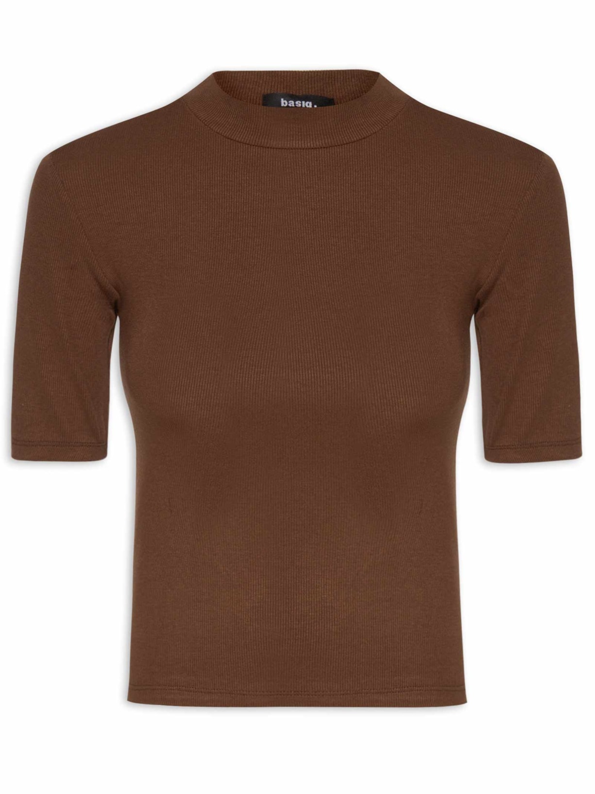 Blusa Feminina Manga Curta Justa ao Corpo - Marrom