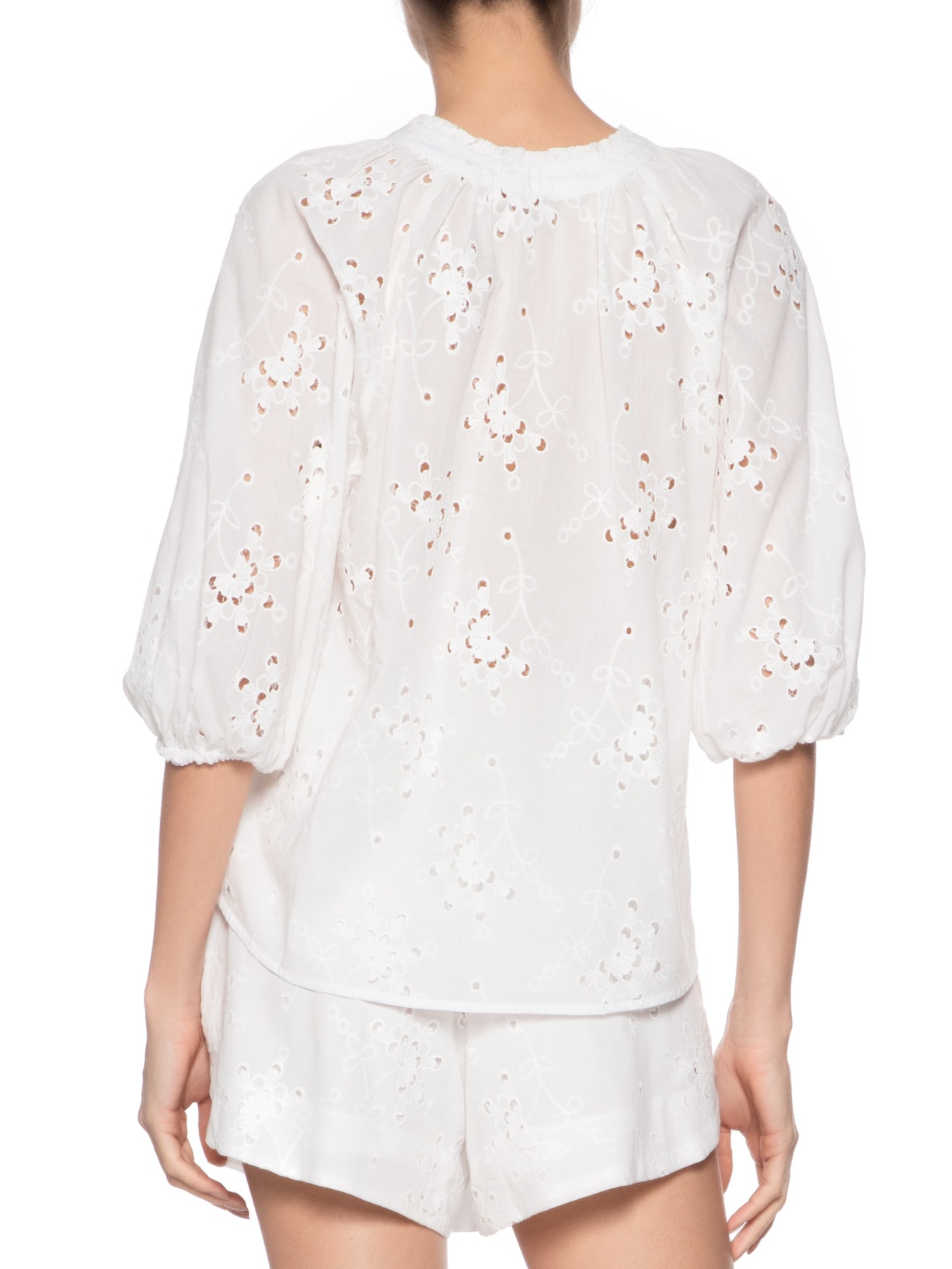 Blusa Feminina Manga Curta Laise Branco Maria Filó