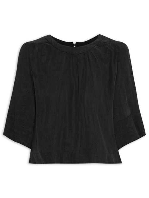 Blusa Feminina Manga Curta Pala - Preto