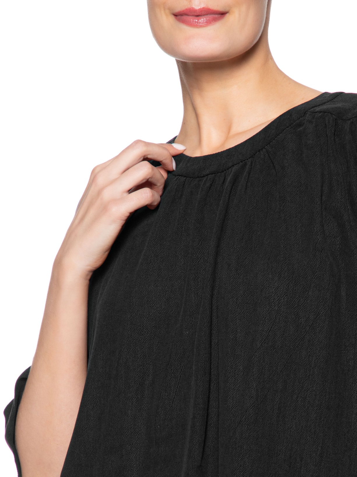 Blusa Feminina Manga Curta Pala Preto Maria Filó