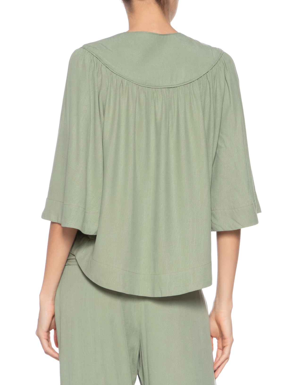 Blusa Feminina Manga Curta Pala Verde Maria Filó