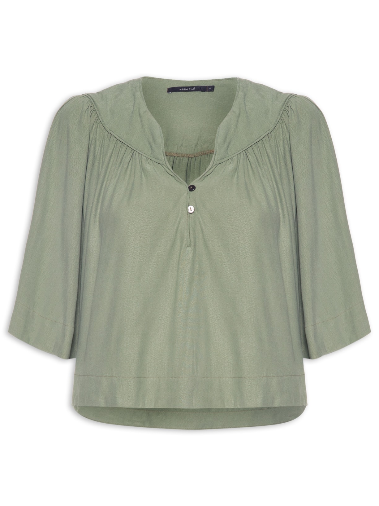 Blusa Feminina Manga Curta Pala Verde Maria Filó
